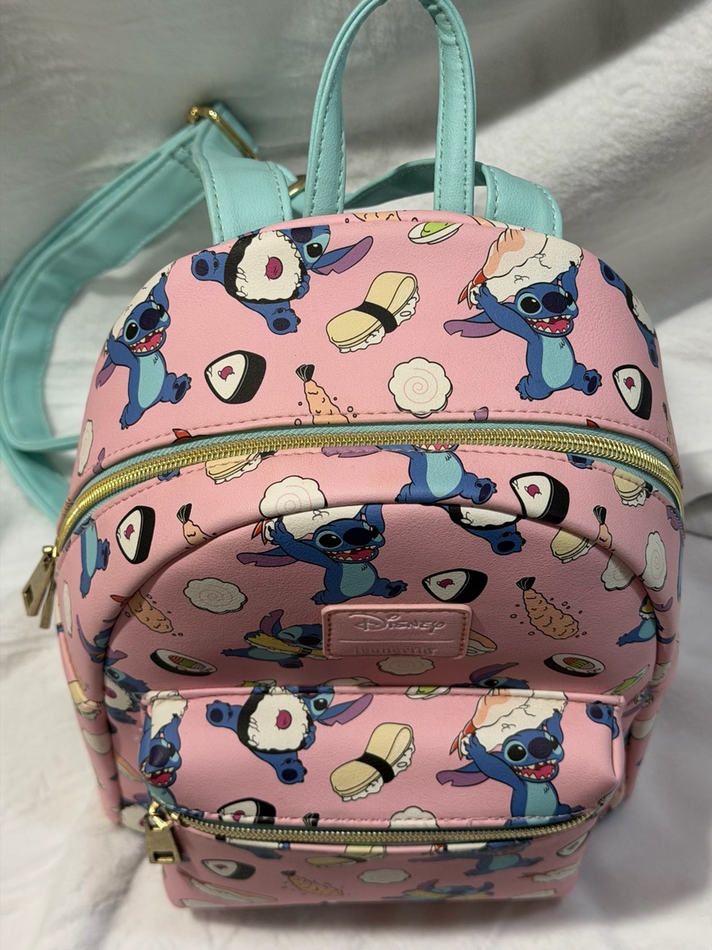 Loungefly Pink & Mint Stitch Sushi Mini Backpack - Picture 6 of 9